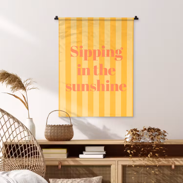 Gestreept - Geel - Sunshine - Letters Wandkleed katoen klein -sfeer5