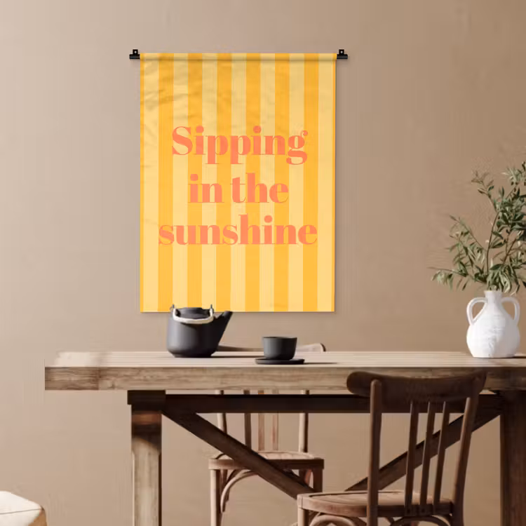 Gestreept - Geel - Sunshine - Letters Wandkleed katoen klein -sfeer6