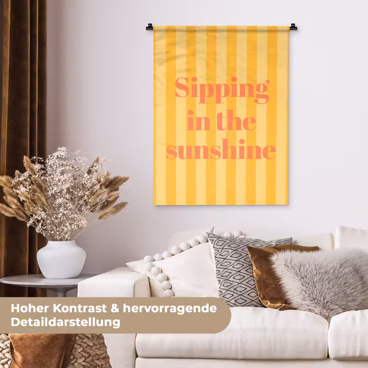Gestreept - Geel - Sunshine - Letters Wandkleed katoen klein -tsfeer1_DE