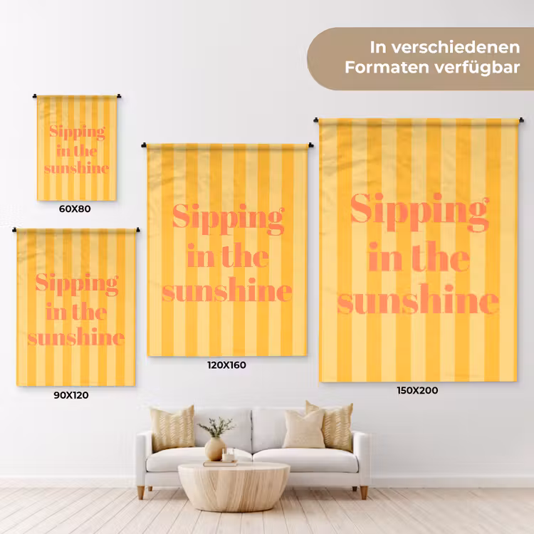 Gestreept - Geel - Sunshine - Letters Wandkleed katoen klein -tsfeer8_DE