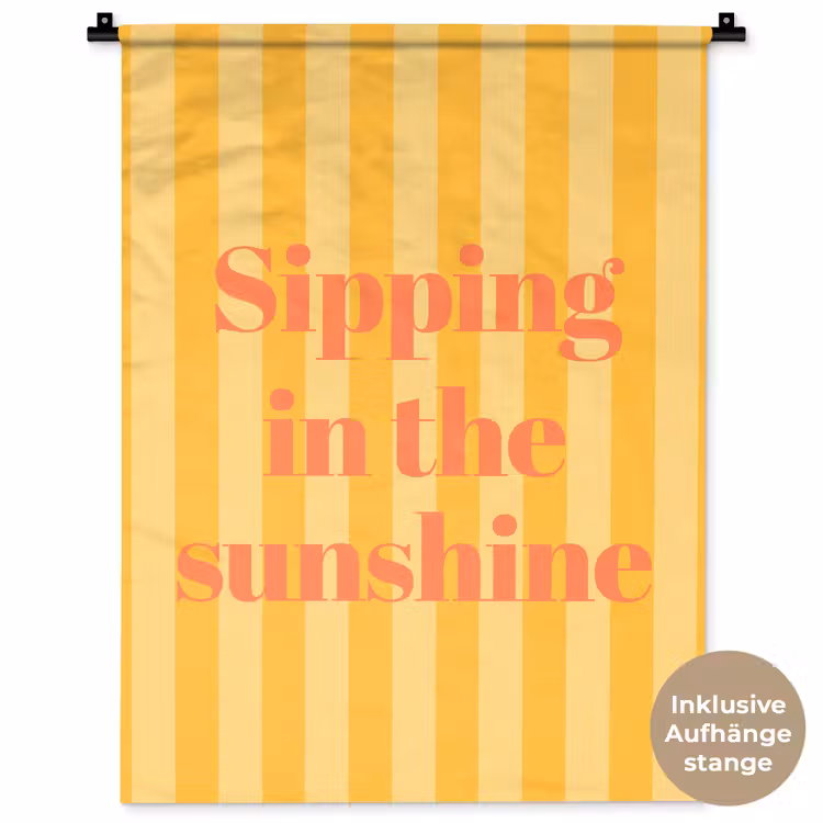 Gestreept - Geel - Sunshine - Letters Wandkleed katoen klein -t3d_DE