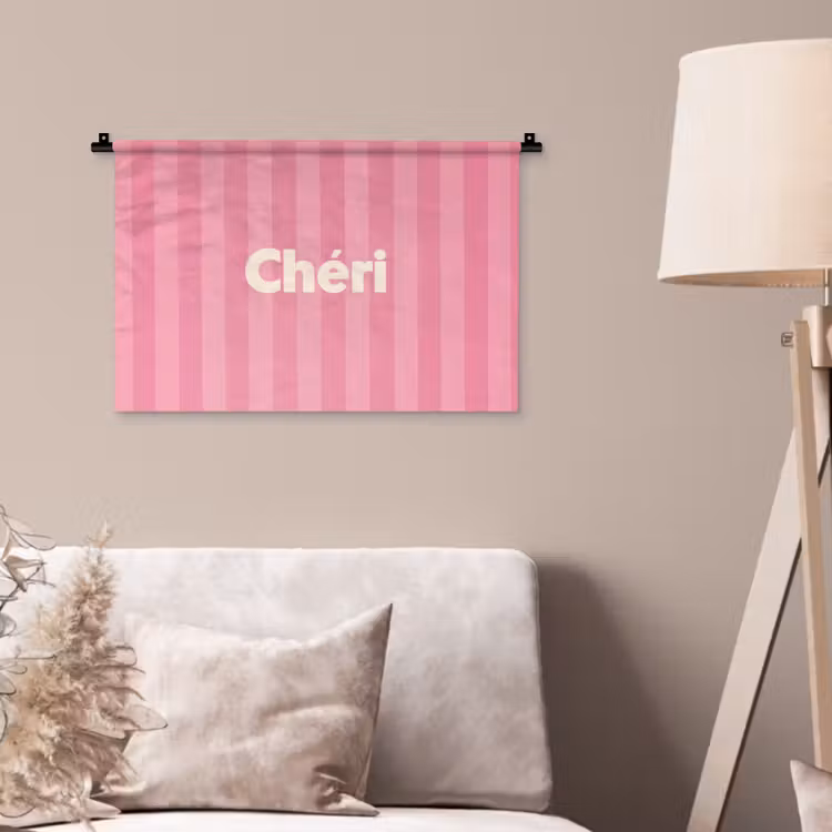 Gestreept - Roze - Chéri Wandkleed katoen klein -sfeer4