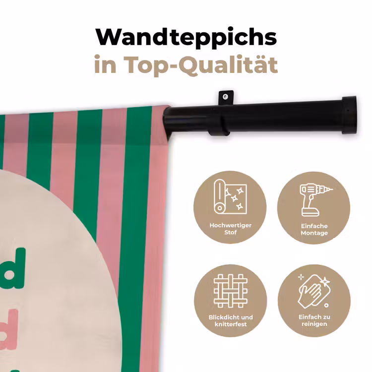 Gestreept - Quote - Ovaal - Roze Wandkleed katoen klein -tsfeer2_DE