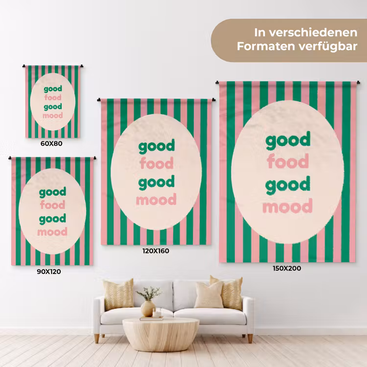 Gestreept - Quote - Ovaal - Roze Wandkleed katoen klein -tsfeer8_DE