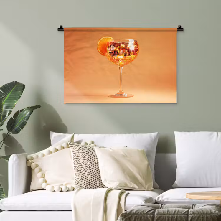 Drank - Oranje - Glitter - Disco Wandkleed katoen klein -sfeer7