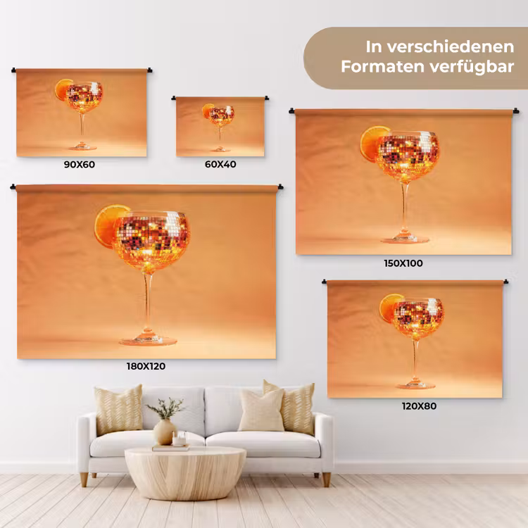 Drank - Oranje - Glitter - Disco Wandkleed katoen klein -tsfeer8_DE