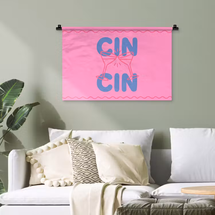 Drank - Glazen - Proost - Modern - Roze Wandkleed katoen klein -sfeer7
