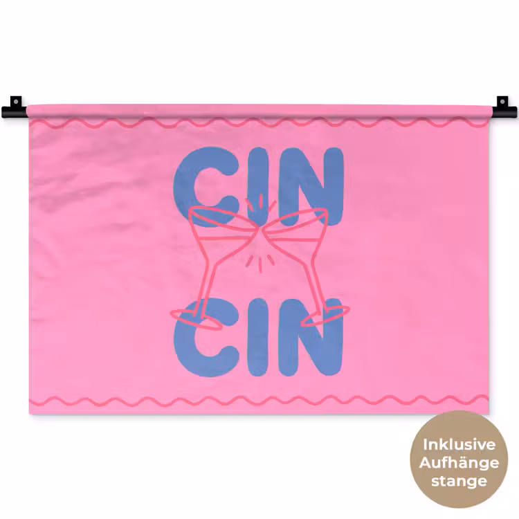 Drank - Glazen - Proost - Modern - Roze Wandkleed katoen klein -t3d_DE