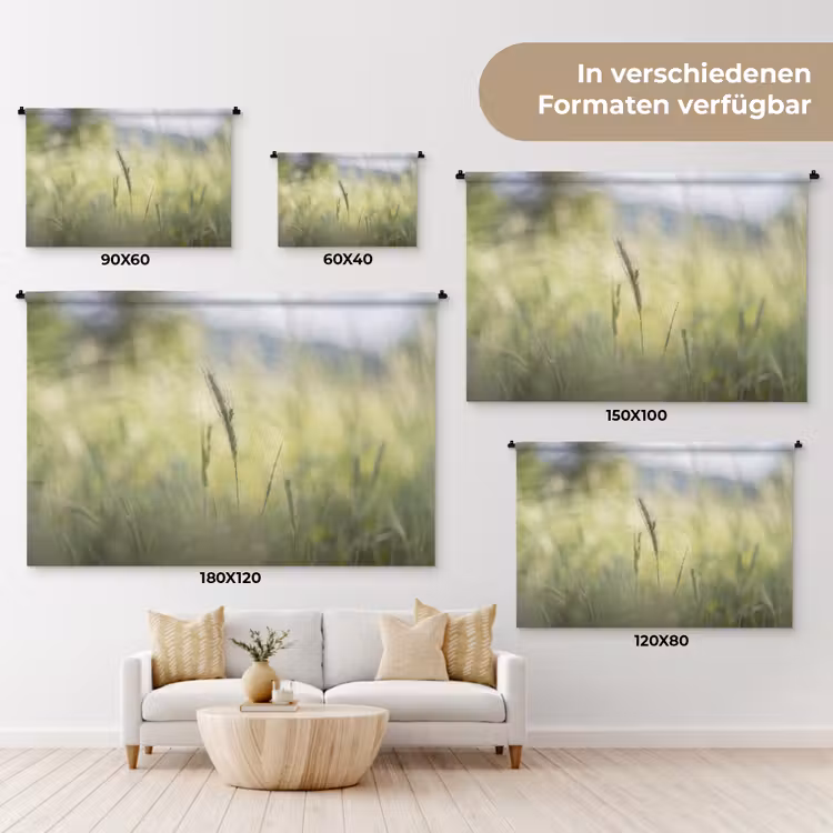 Graan - Aar - Natuur - Groen - Detail Wandkleed katoen klein -tsfeer8_DE