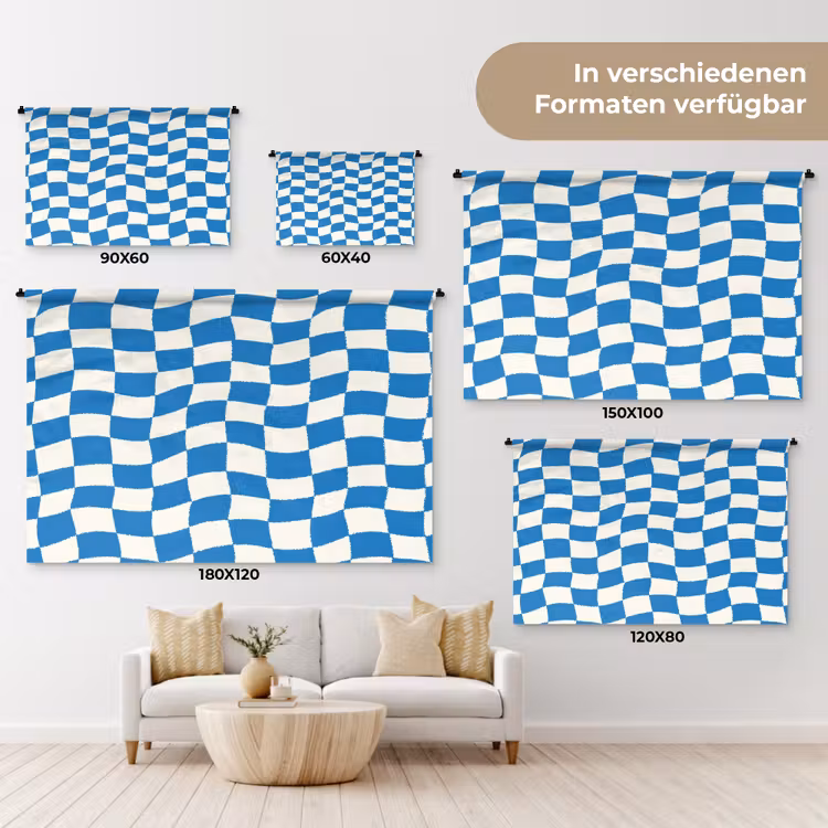 Golvend - Patroon - Blauw Wandkleed katoen klein 269 -tsfeer8_DE