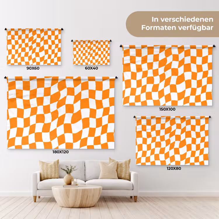 Golvend - Patroon - Oranje Wandkleed katoen klein 269 -tsfeer8_DE
