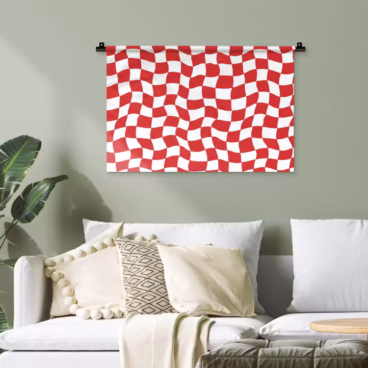 Golvend - Patroon - Rood Wandkleed katoen klein 269 -sfeer7