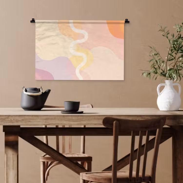 Golvende vormen - Abstract - pastel Wandkleed katoen klein -sfeer6