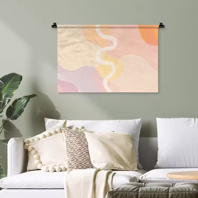 Golvende vormen - Abstract - pastel Wandkleed katoen klein -sfeer7