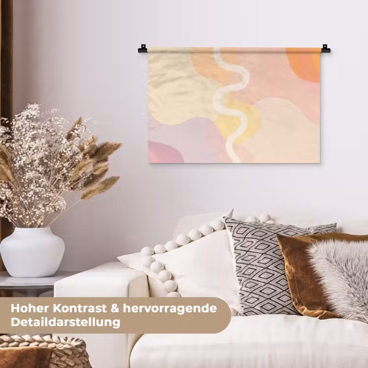 Golvende vormen - Abstract - pastel Wandkleed katoen klein -tsfeer1_DE