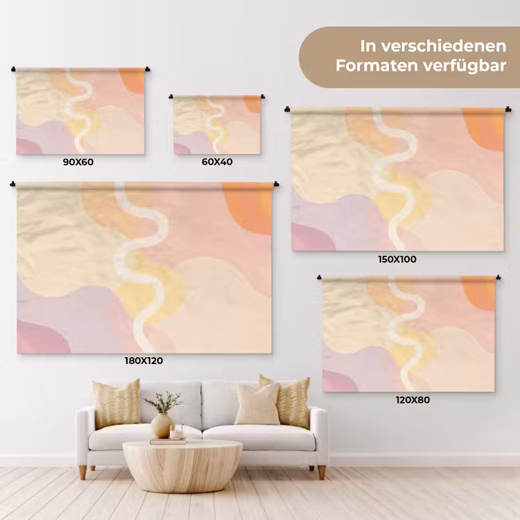 Golvende vormen - Abstract - pastel Wandkleed katoen klein -tsfeer8_DE