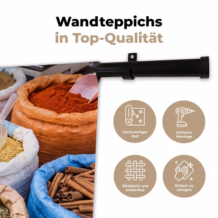 Wandteppich - Gewürze – Beutel – Markt - Kruiden - Zakken - Markt Wandkleed katoen klein