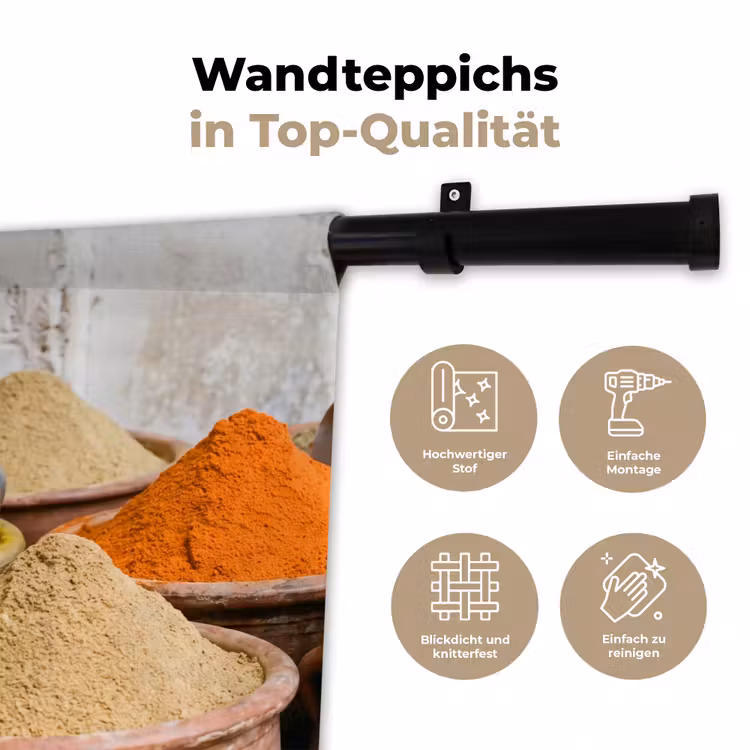 Wandteppich - Gewürze – Gläser – Orientalisch - Kruiden - Potten - Oosters Wandkleed katoen klein