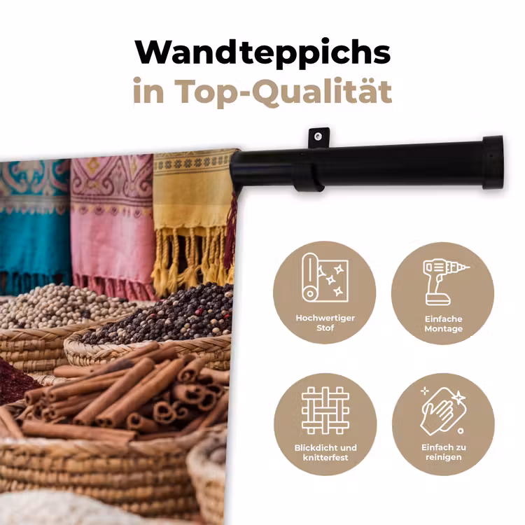 Wandteppich - Gewürze – Körbe – Orientalisch - Kruiden - Manden - Oosters Wandkleed katoen klein