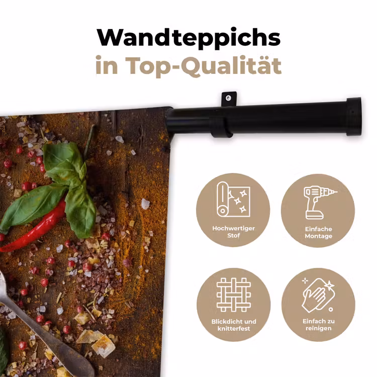 Specerijen - Kruiden - Lepels - Zout - Bruin - Keuken Wandkleed katoen klein -tsfeer2_DE