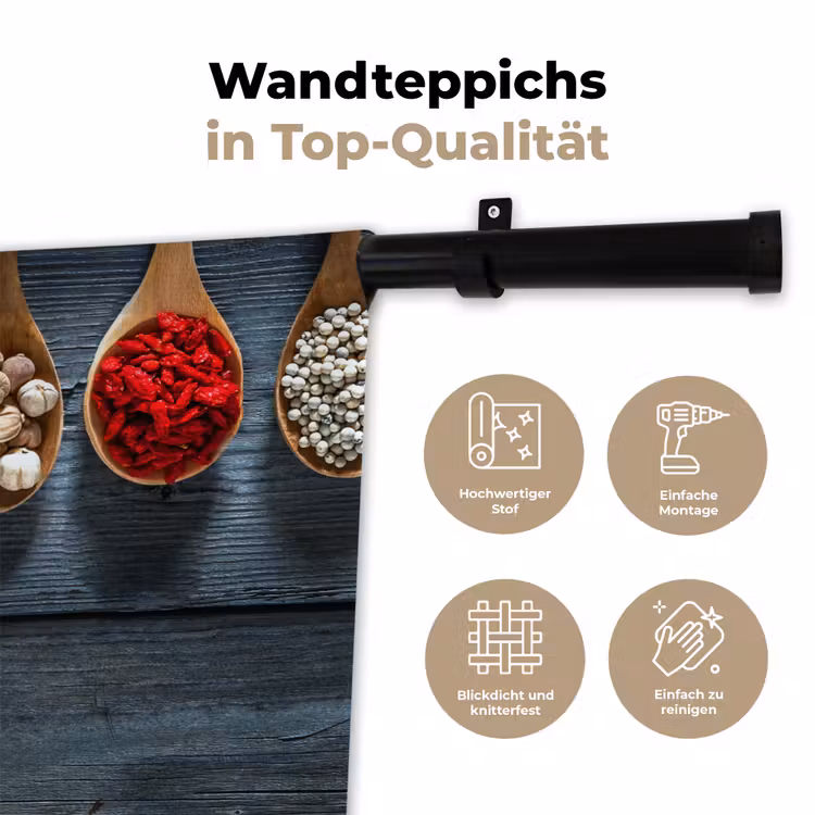 Kruiden - Lepels - Hout - Keuken - Specerijen - Industrieel Wandkleed katoen klein -tsfeer2_DE