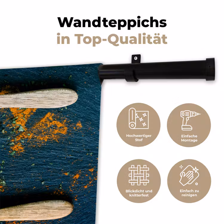 Specerijen - Lepel - Kruiden - Bruin - Geel - Groen Wandkleed katoen klein -tsfeer2_DE