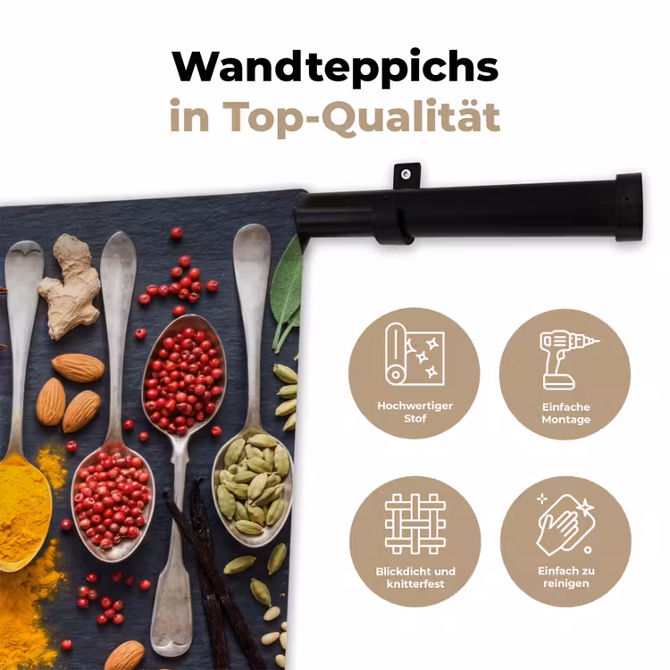 Kruiden - Lepels - Culinair - Kleurrijk - Sfeervol Wandkleed katoen klein -tsfeer2_DE