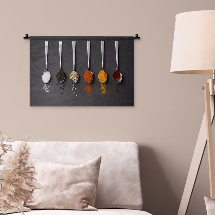 Specerijen - Lepels - Tafel - Rustiek - Kruiden Wandkleed katoen klein -sfeer4