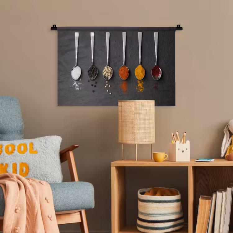 Specerijen - Lepels - Tafel - Rustiek - Kruiden Wandkleed katoen klein -wsfeer4_kind