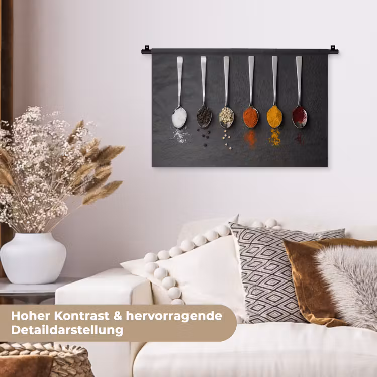 Specerijen - Lepels - Tafel - Rustiek - Kruiden Wandkleed katoen klein -tsfeer1_DE