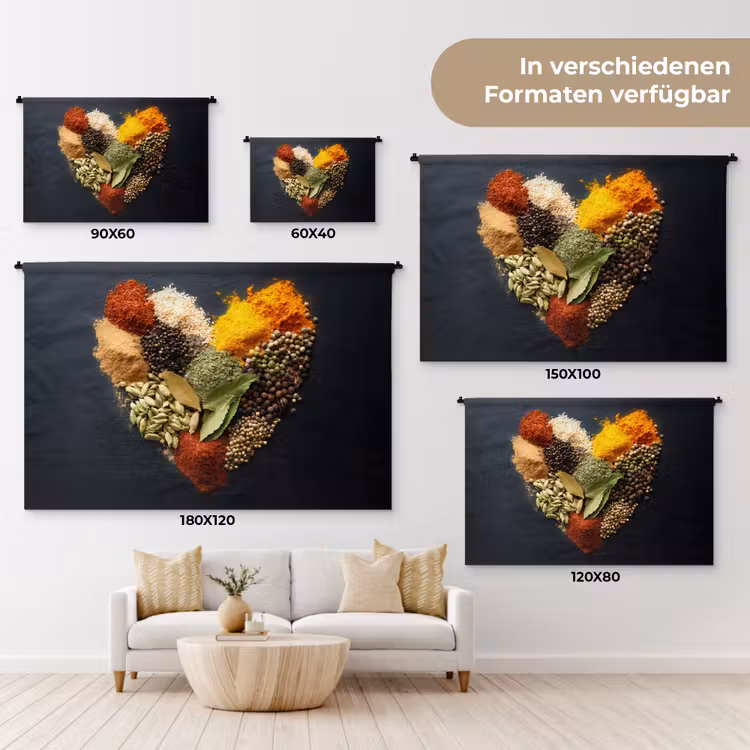 Specerijen - Mix - Hartvorm - Zwart Wandkleed katoen klein -tsfeer8_DE