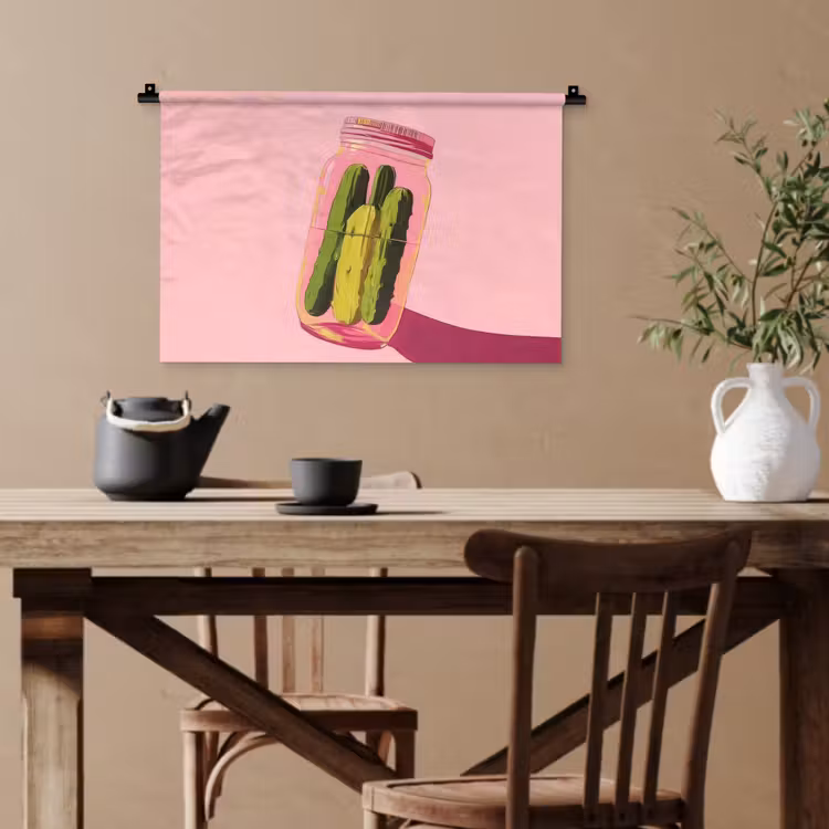Augurken - Pot - Schaduw - Roze Wandkleed katoen klein -sfeer6
