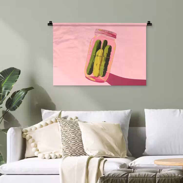 Augurken - Pot - Schaduw - Roze Wandkleed katoen klein -sfeer7