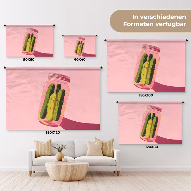 Augurken - Pot - Schaduw - Roze Wandkleed katoen klein -tsfeer8_DE