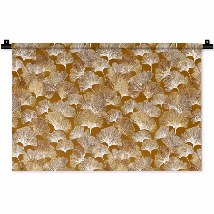 Ginkgo - Bladeren - Goud Wandkleed katoen klein 269 -zz3d