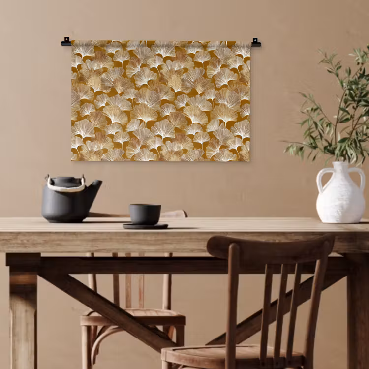 Ginkgo - Bladeren - Goud Wandkleed katoen klein 269 -sfeer6