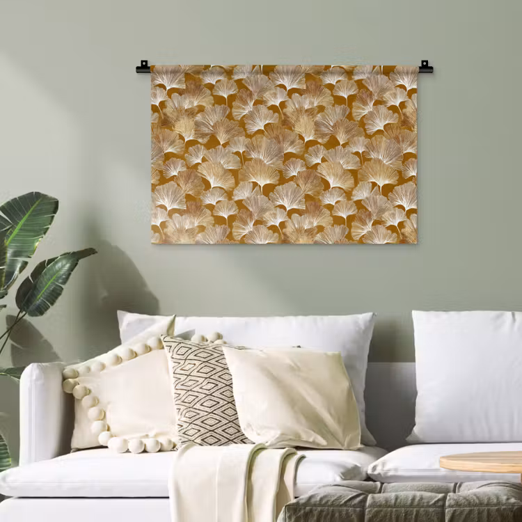Ginkgo - Bladeren - Goud Wandkleed katoen klein 269 -sfeer7