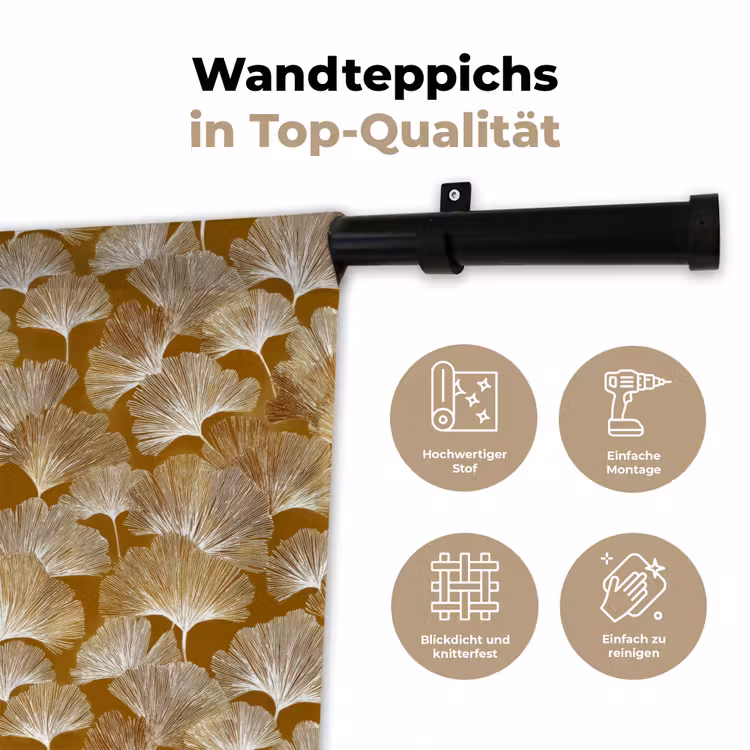 Ginkgo - Bladeren - Goud Wandkleed katoen klein 269 -tsfeer2_DE