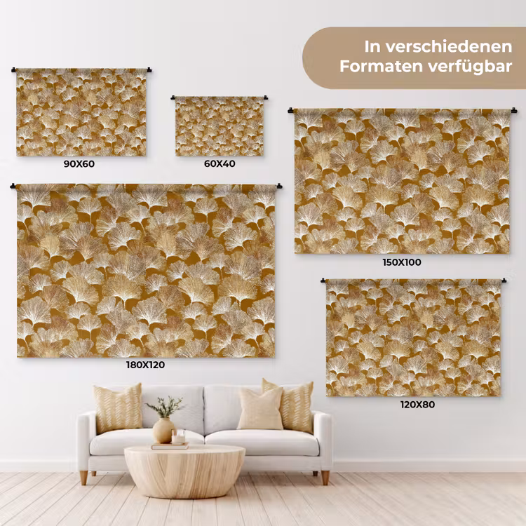 Ginkgo - Bladeren - Goud Wandkleed katoen klein 269 -tsfeer8_DE
