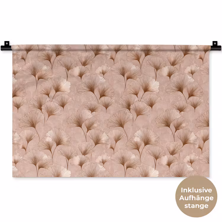 Ginkgo - Patroon - Roze Wandkleed katoen klein 269 -t3d_DE