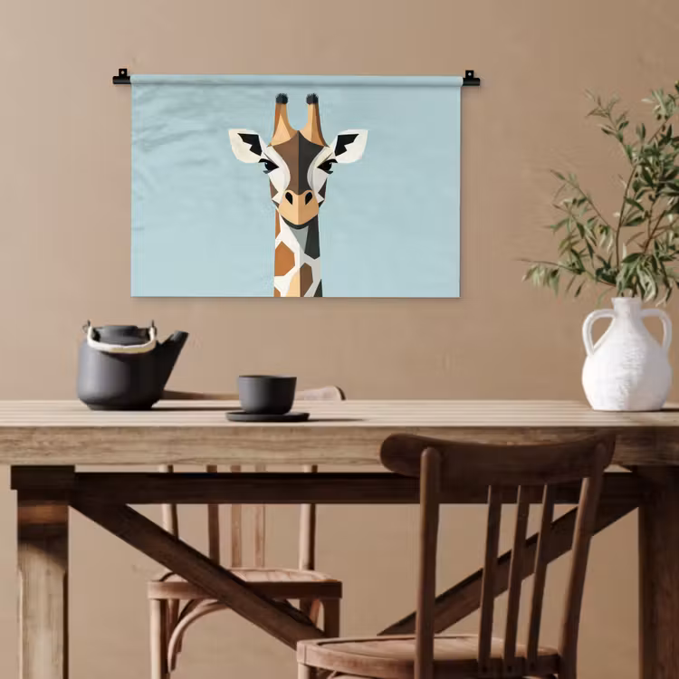 Giraffe - Illustratie - Bruin - Minimalistisch Wandkleed katoen klein -sfeer6