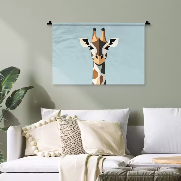 Giraffe - Illustratie - Bruin - Minimalistisch Wandkleed katoen klein -sfeer7