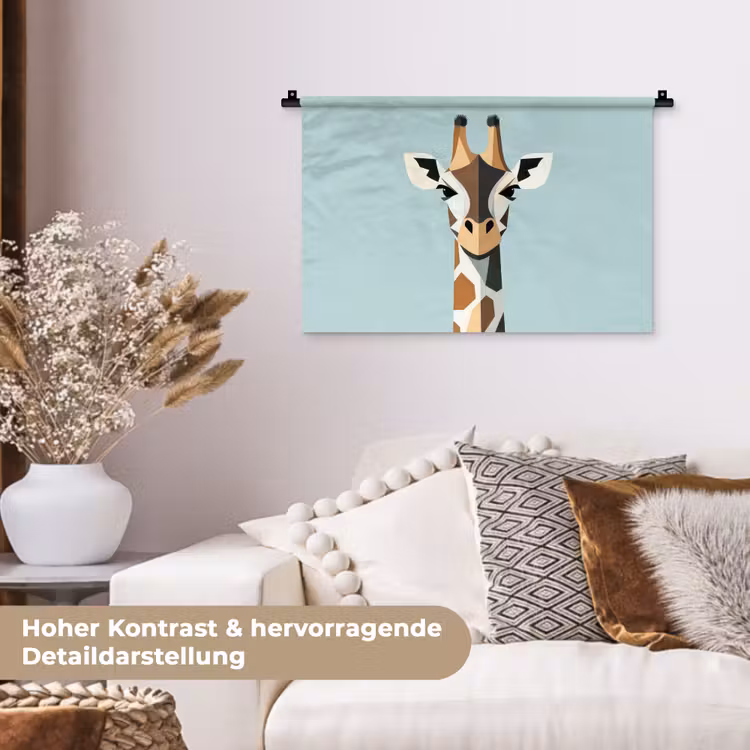 Giraffe - Illustratie - Bruin - Minimalistisch Wandkleed katoen klein -tsfeer1_DE