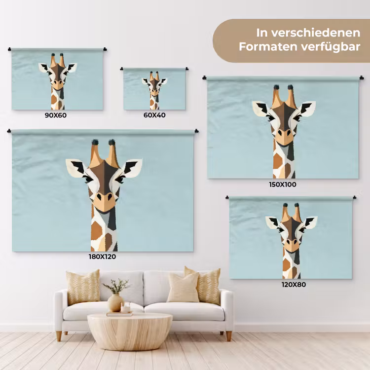 Giraffe - Illustratie - Bruin - Minimalistisch Wandkleed katoen klein -tsfeer8_DE