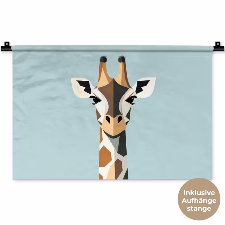 Giraffe - Illustratie - Bruin - Minimalistisch Wandkleed katoen klein -t3d_DE
