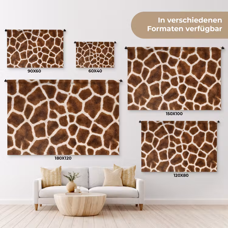 Giraf - Vacht - Klassiek - Bruin Wandkleed katoen klein -tsfeer8_DE