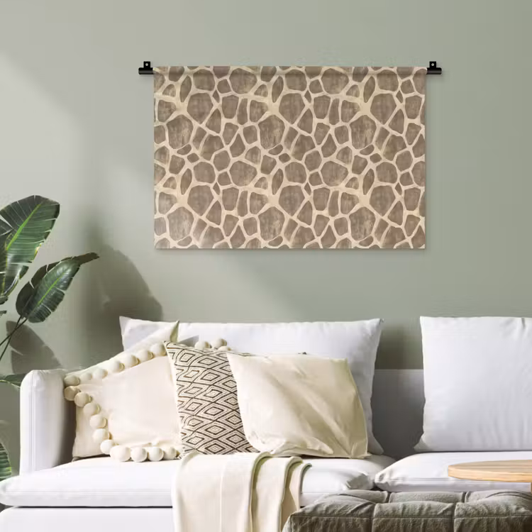Giraf - Patroon - Beige - Bruin Wandkleed katoen klein 269 -sfeer7