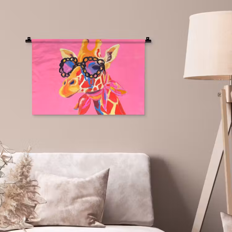 Giraf - Roze - Bril - Sjaal Wandkleed katoen klein -sfeer4