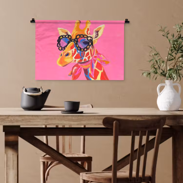 Giraf - Roze - Bril - Sjaal Wandkleed katoen klein -sfeer6