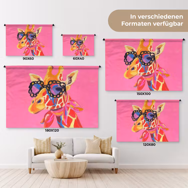 Giraf - Roze - Bril - Sjaal Wandkleed katoen klein -tsfeer8_DE